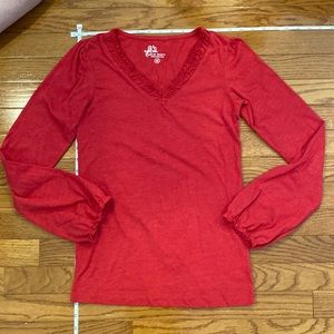 Cute red long sleeve top with feminine flares